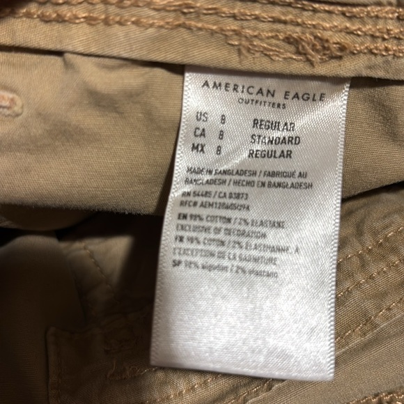 AE American Eagle Real Good Parachute Baggy Jogger Sz 8  Cargo Pockets Khaki - Picture 8 of 10